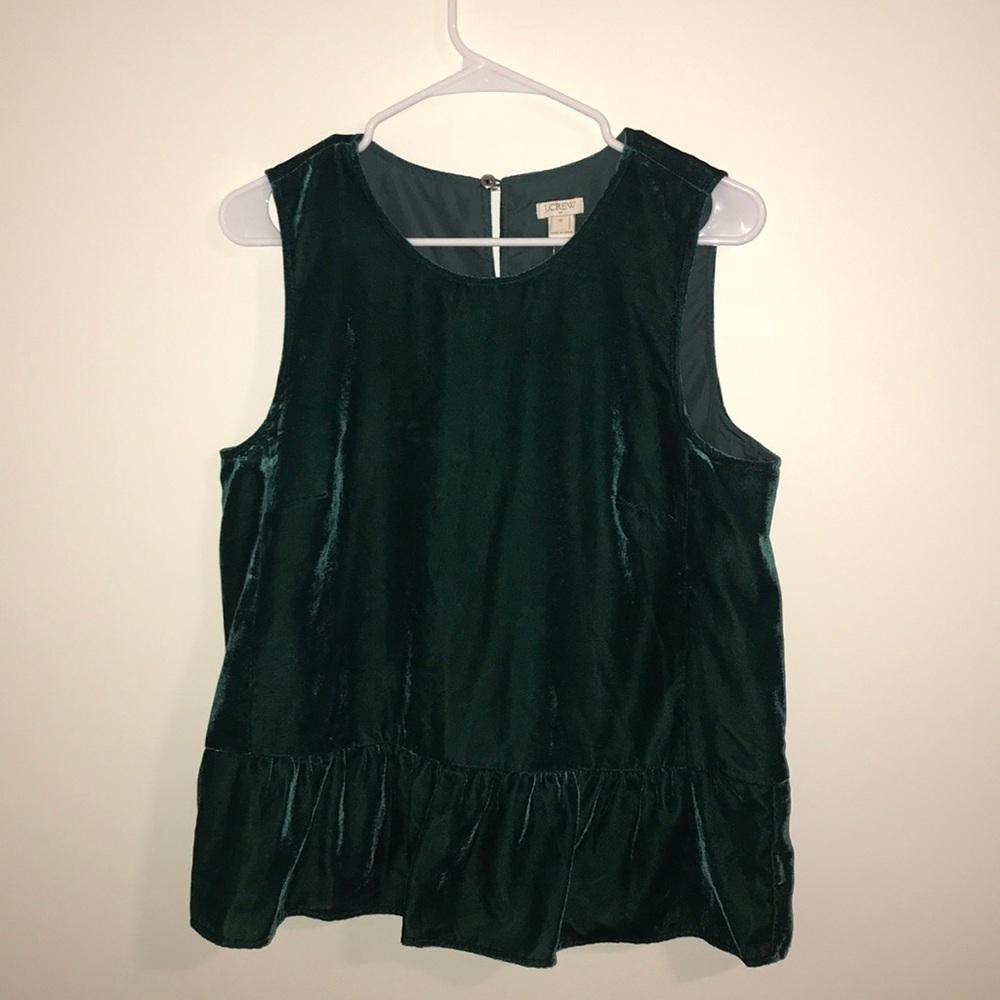 Jcrew Green Velvet Pelpum Top
